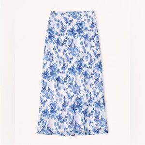 Abercrombie & Fitch Floral Blue Midi Skirt